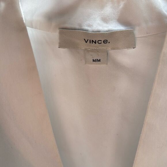 Vince Band Collar V-Neck Long Sleeve Cotton Blouse Medium - Picture 7 of 8